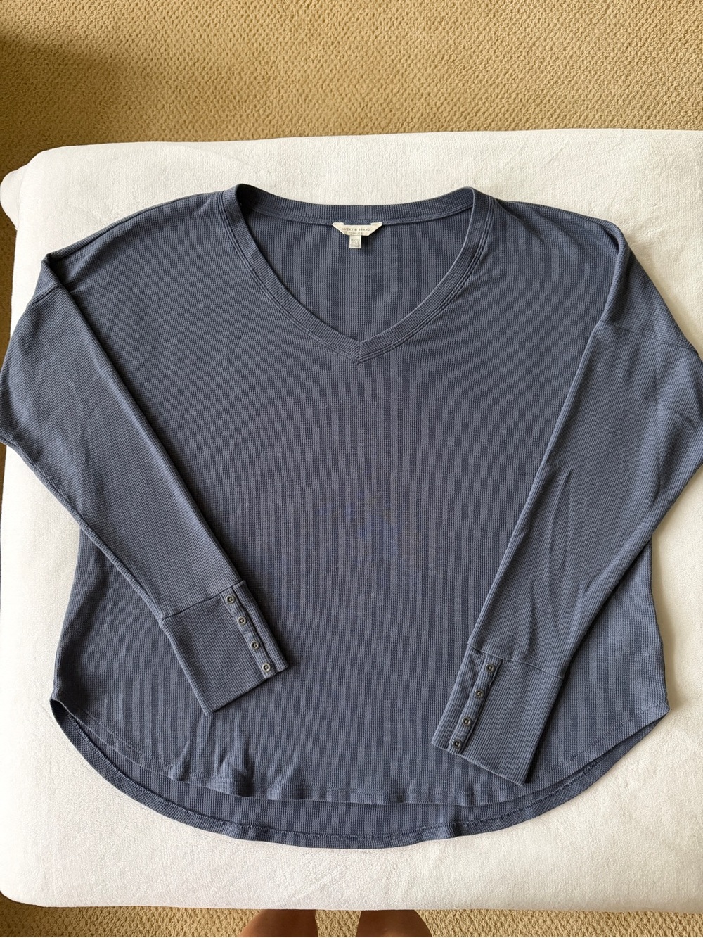 Lucky Brand Slate Blue V-Neck Long Sleeve Top